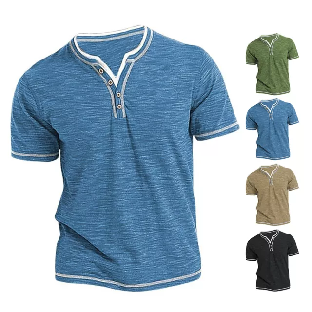 Camiseta Henley De Verano Para Hombre Camisetas Informales Camiseta De Manga <