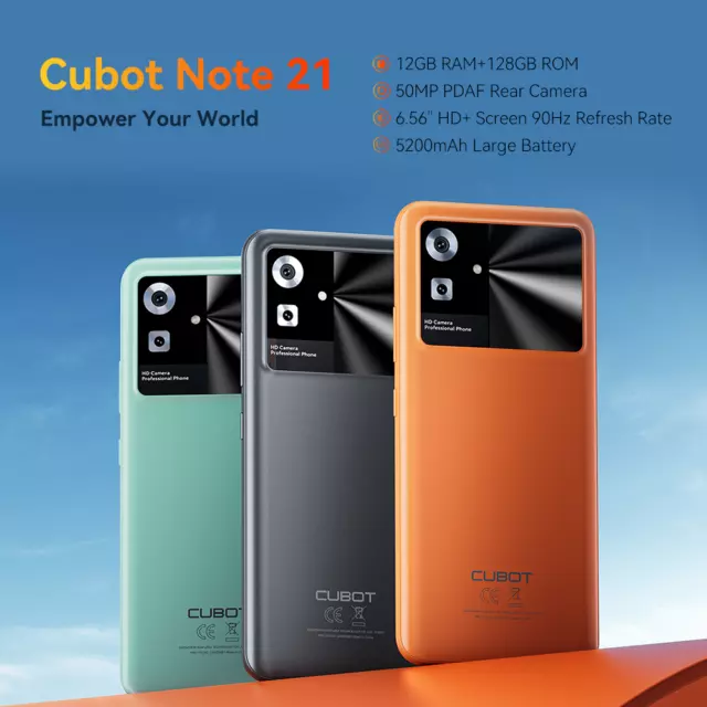 CUBOT Note 21 Android 13 Smartphone 12(6+6)GB+128GB Unlocked Phone 2*Sim Face ID