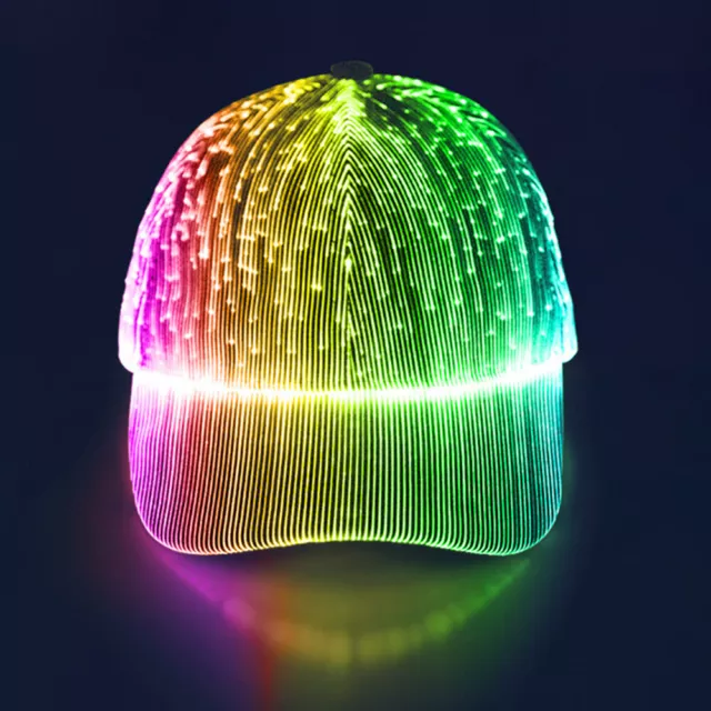 Fiber Optic Glowing Baseball LED Hats with 7 Colors for Evening Party (Black)