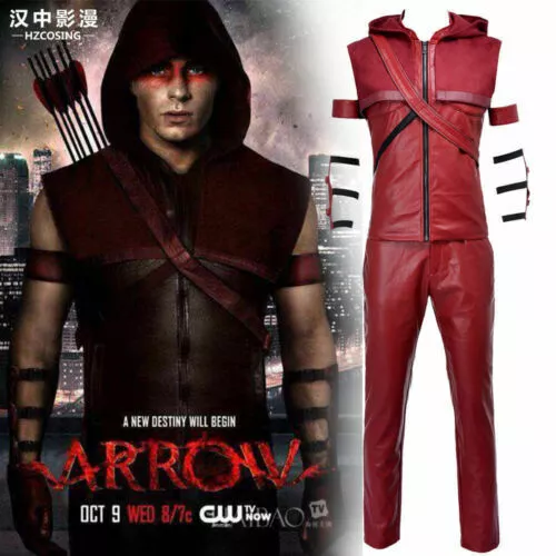 HZYM Green Arrow Roy Harper Cosplay Costume Leather Full Set #