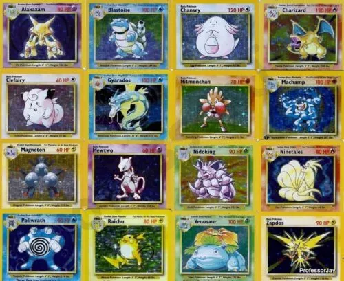 Pokemon Cartes 1ST Génération Original Vintage Base Ensemble+Jungle+Fossil+