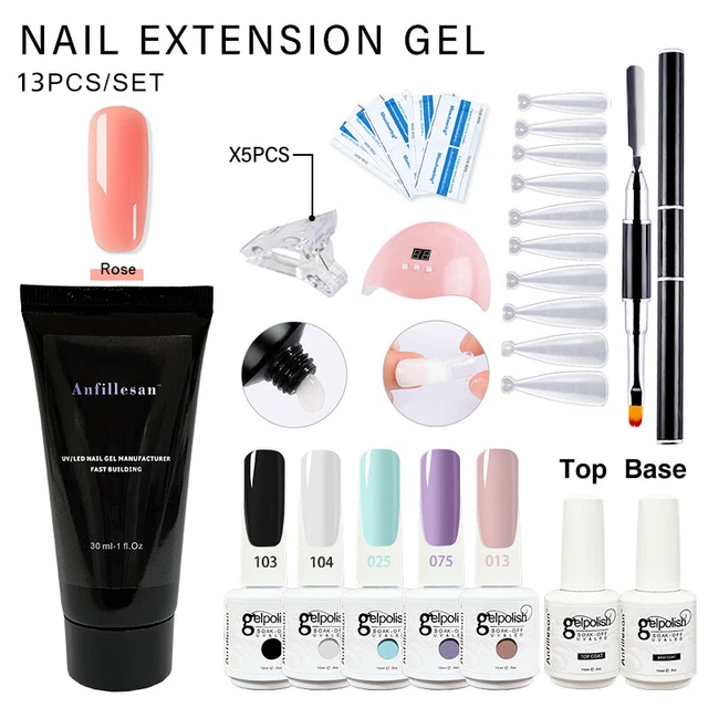 Anfillesan Gel Nails Poly Nail Gel Extension Kit & 54W UV LED Lamp Dryer Set DIY