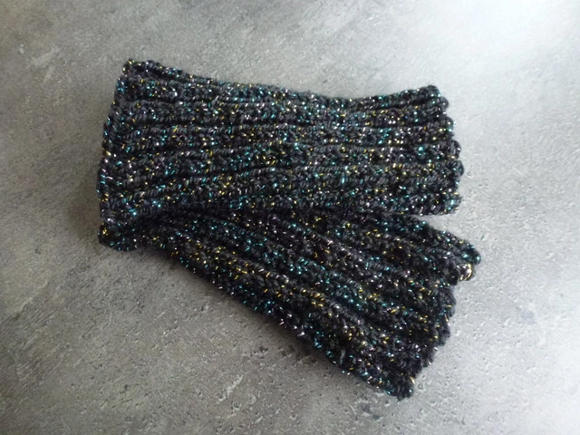 Pulswärmer mit Glitzer selbstgestrickt * handgestrickte Armstulpen *  NEU