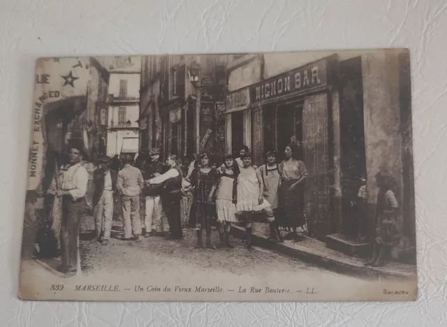 Très rare Carte Postale ancienne La Rue Boulerie Marseille 1915