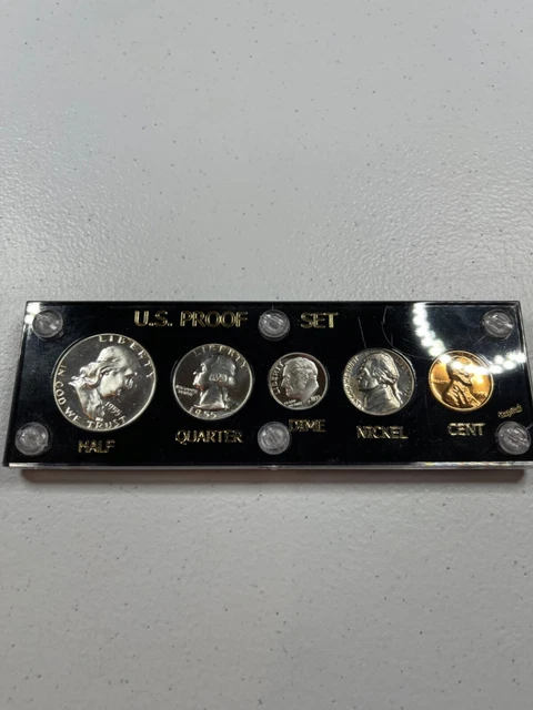 1955  US Mint Silver Proof Set,  in old CAPITAL case,  CAMEO HALF & DIME,  RARE!