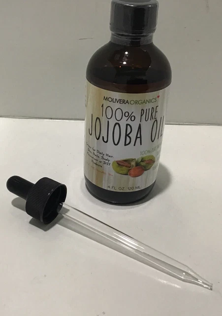 Aceite de jojoba orgánico Molivera 100% puro y natural 4 oz cabello, piel, cuero cabelludo, humedad
