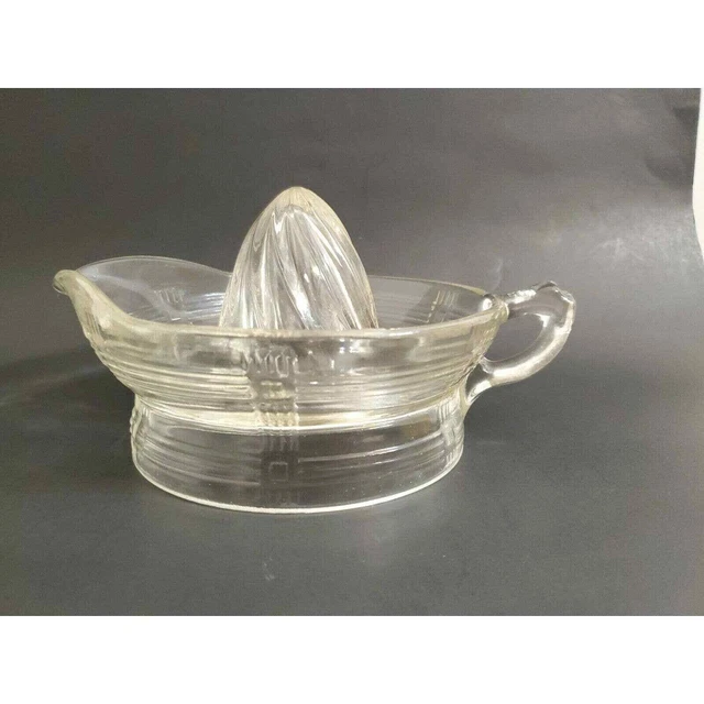 Vtg Hazel Atlas Depression Criss Cross Pattern Citrus Reamer Juicer Clear