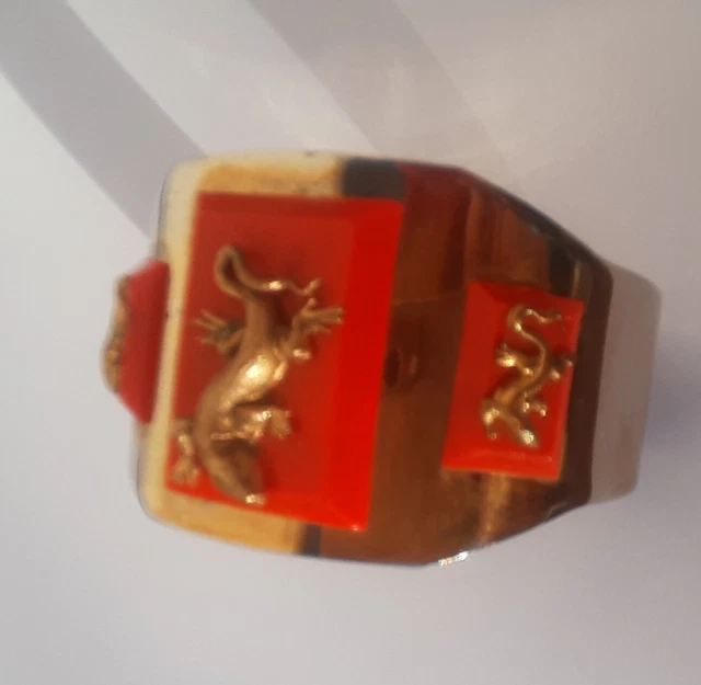 Bracelet Art Déco Jean Painlevé Rouge Et Or - En Bakélite Et Laiton Doré