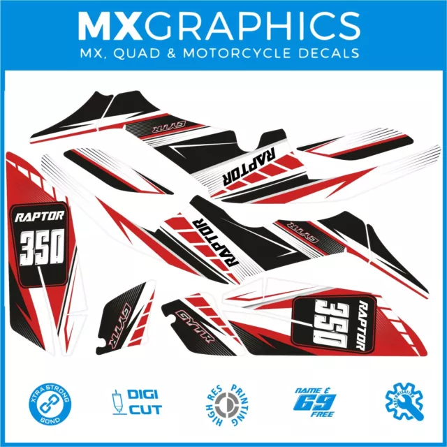 🔴Yamaha Raptor 350 04-14 FREE Name. Quad Decals Graphics Stickers Red classic