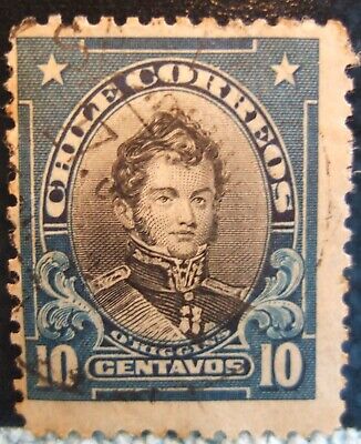 GD CND-BEL FRANCOBOLLO da collezione VINTAGE USATO CILE Correos 10 CENTAVOS TIMBRO 