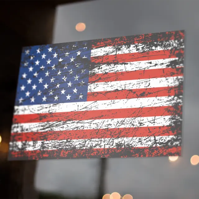 US American Flag Decal Distressed  5x3" Sticker United States USA America Merica