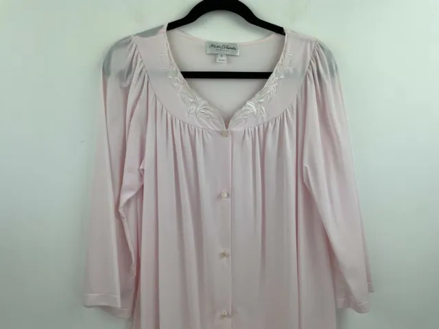 MISS ELAINE MEDIUM Nylon Nightgown Long Pink Button Housecoat Womens ...