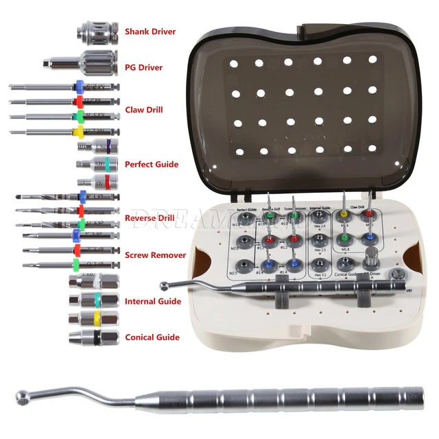 Kit Universel D'extraction De Vis Cassées D'implant Dentaire - Guides Et Forets Inversés NeoBiotech - Neuf
