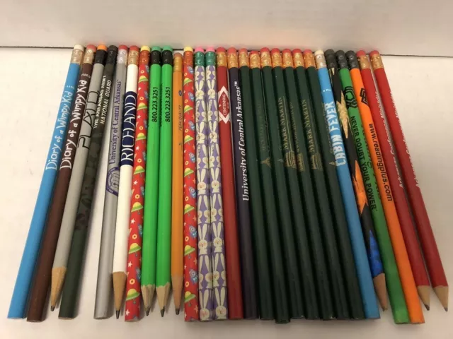 No.2 Pencils with Erasers - Bulk Lot of 28 Assorted - Some with advertising