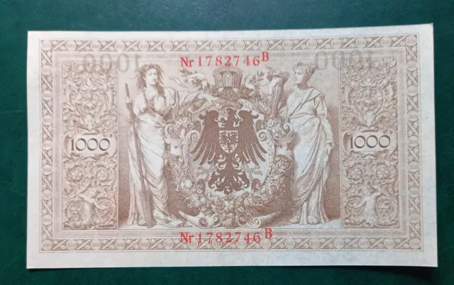 GERMANY Reichsbanknote 1000 Mark Banknote - 1910 - Red  Seal