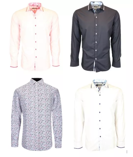 Men Smart Casual Dress Floral & Contrast Piping Shirt Was £21.99 Now From £11.99