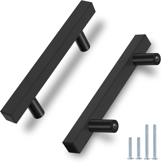 20 Pack | Black Cabinet Handles 3 Inch Hole Centers, Bar Pulls for Kitchen Cabin