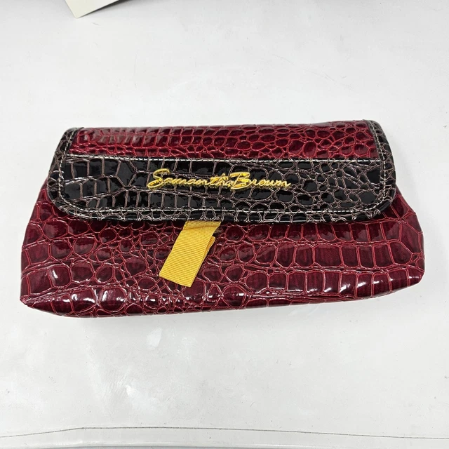 Samantha Brown Burgundy Brown Moc Croc Perfect Tote Travel Bag & Cosmetic NWT 2
