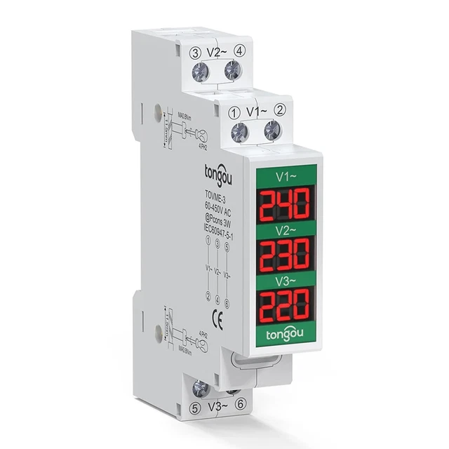Voltage Meter Three Phase 3 LED 50/60Hz Accessories Electric Equipment