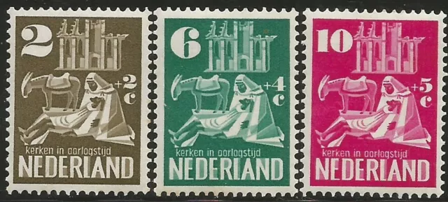 Niederlande: 3 Briefmarken Kirchen 1950 postfrisch
