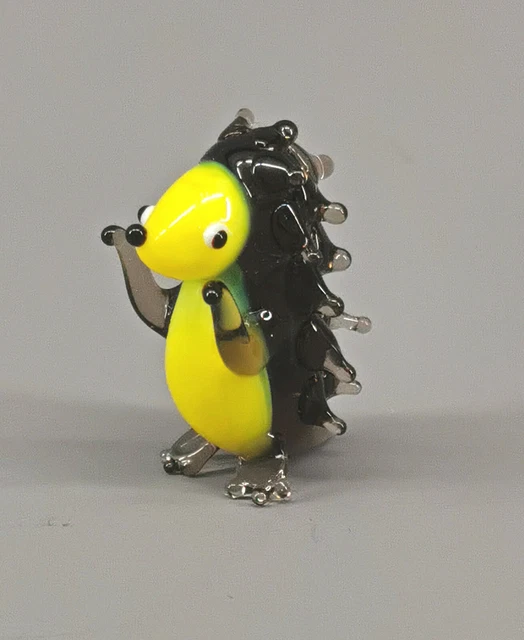 9912057-x Vetro Figura Riccio Piedi H3cm Soffiato Bocca Fatto a Mano