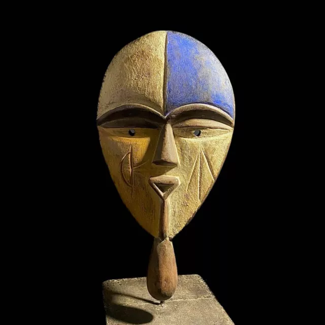 African Mask Tribal Face Mask Wood Hand Carved Wall Hanging Lega Mask-6898