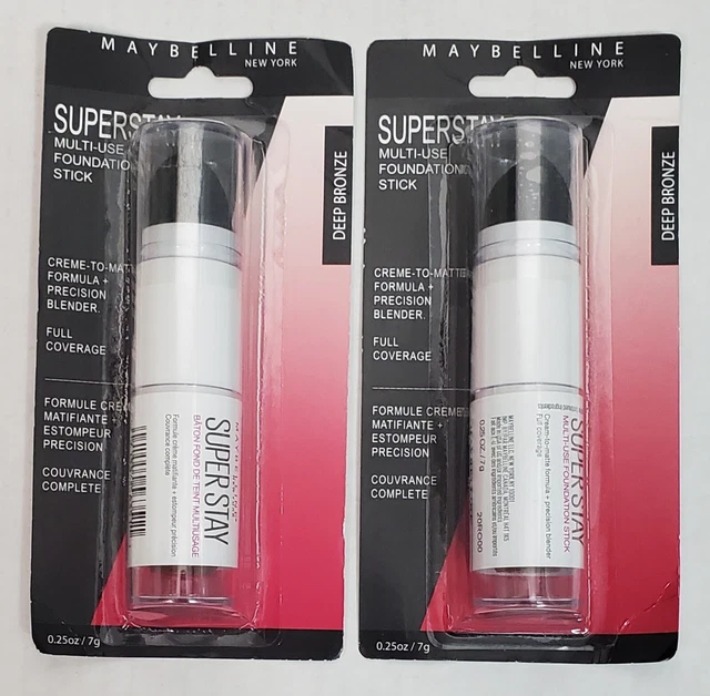 2 Maybelline Superstay Multi-Use Foundation Stick W/ Blender #370 Deep Bronze