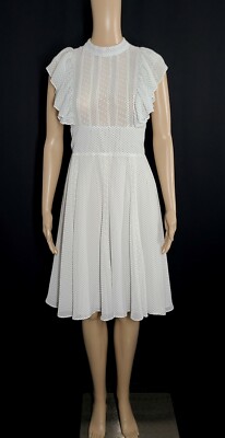 PAUL & JOE SISTER Rendez Vous White Polka Dot Fit & Flare Dress Sz S