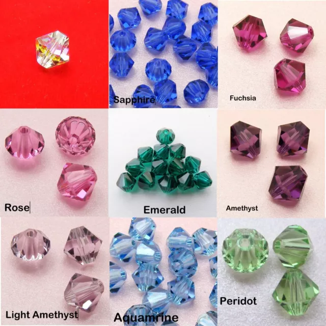 40 Genuine 4mm SWAROVSKI Crystal 5301 5328 BICONE Xilion BEADS ~Assorted Colour~