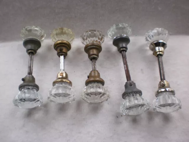 Lot of 5 Sets (10 Knobs) Vintage 12 point Glass Door Knobs