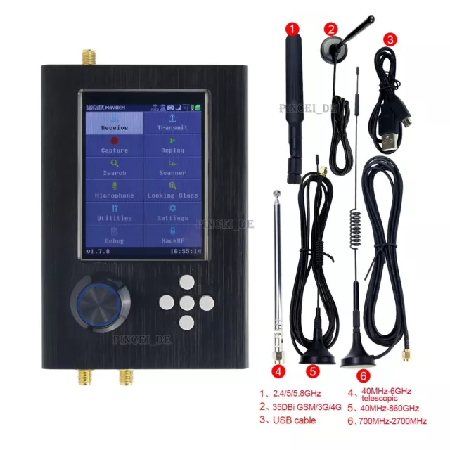 HackRF One R9 V1.8.x+Portapack H2+5 Antennas+Data Cable 1MHz-6GHz Unassembled
