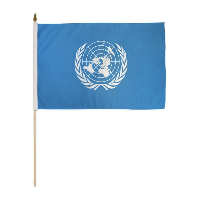 1 DOZEN UNITED Nations Flags 12x18in Stick Flag of the United Nations