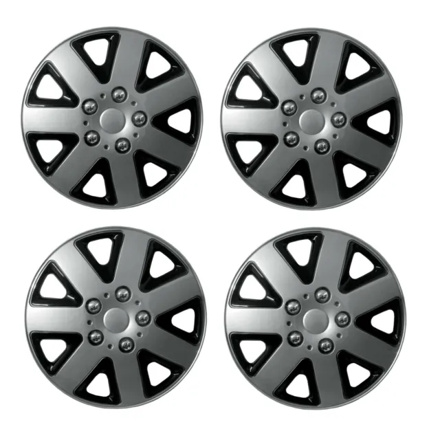 15 Inch Universal Wheel Trims Car Covers Black/Silver Plastic 15” Set Of 4