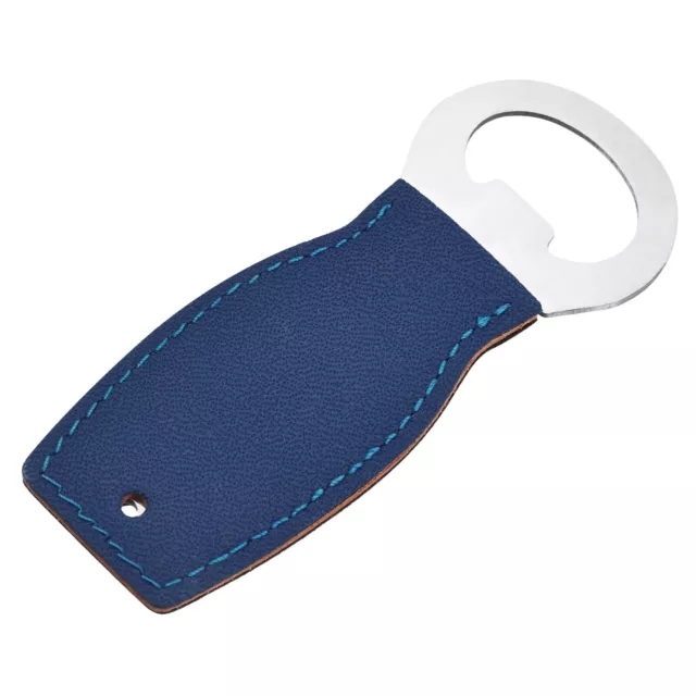 Bottle Opener, 1pcs 4" - Stainless Steel Beer Opener with Leather Handle (Blue)