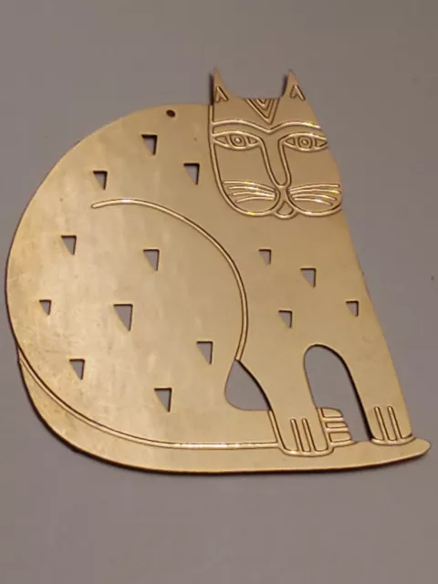 Fat Cat 1989 Laurel Burch Holiday Christmas Gold Tone Metal Ornament + Envelope