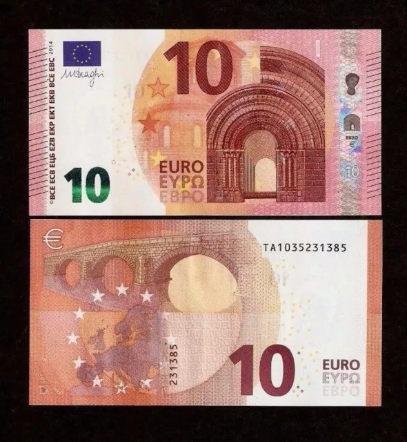 Ireland or Spain European Union 10 Euros Lot x 10 Pcs, 2014 TA or VA Draghi Unc