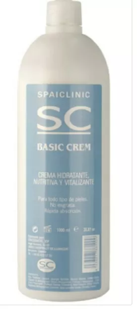 Crema Hidratante Basic 1000Ml Con Dosificador Spaiclinic.todo Tipo De Pieles.