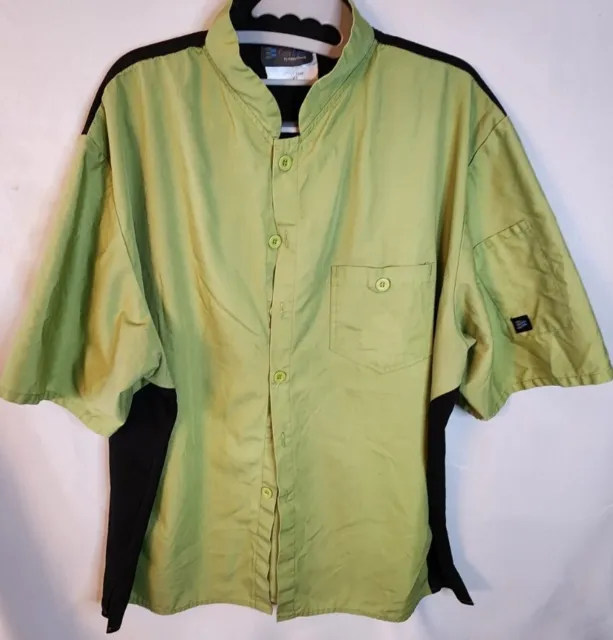 Cook Cool happy chef mens breathable work shirt button up size XL Green/black