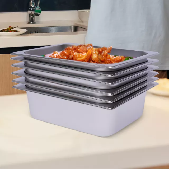 6Pcs Stainless Steel Steam Prep Table Food Pan 4" Inch Deep Buffet Food Pans