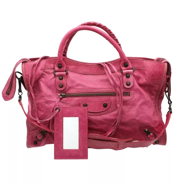 BALENCIAGA The City Leather 2ways Shoulder Hand Bag Pink SHW C2716