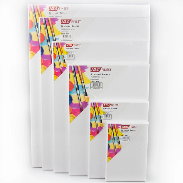BLANK ARTIST CANVAS Art Board Plain Painting Stretched Framed White ...