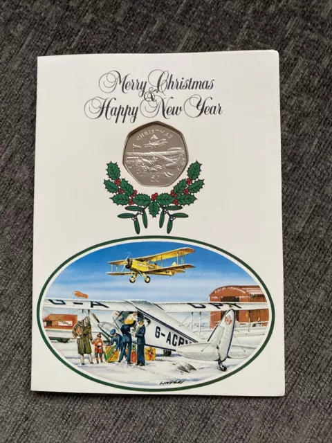 NEW 1985 Pobjoy Mint Isle of Man "Air Mail Service" 50p Christmas Card 30K!