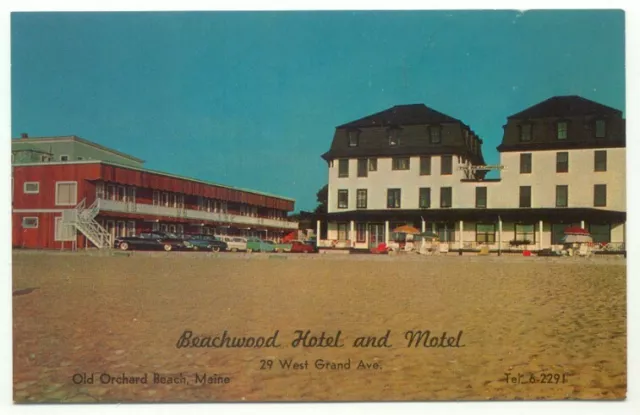 Old Orchard Beach ME Beachwood Hotel and Motel Postcard - Maine