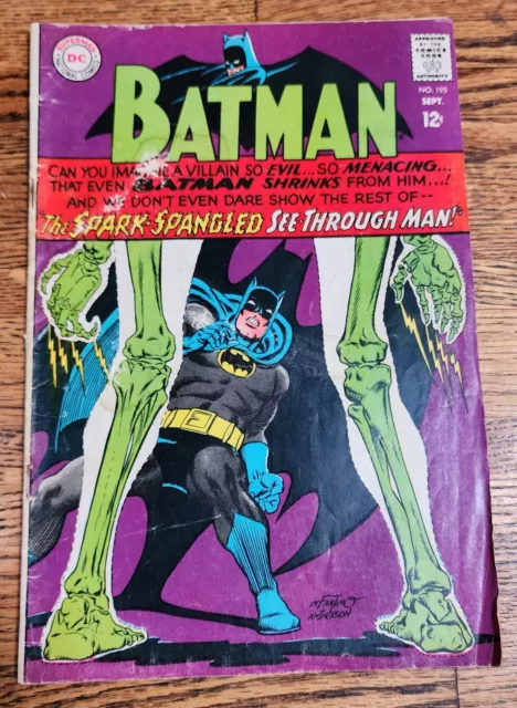 Dc Comics Batman-Sept 1967-No 195-The Spark Spangled See-through Man!