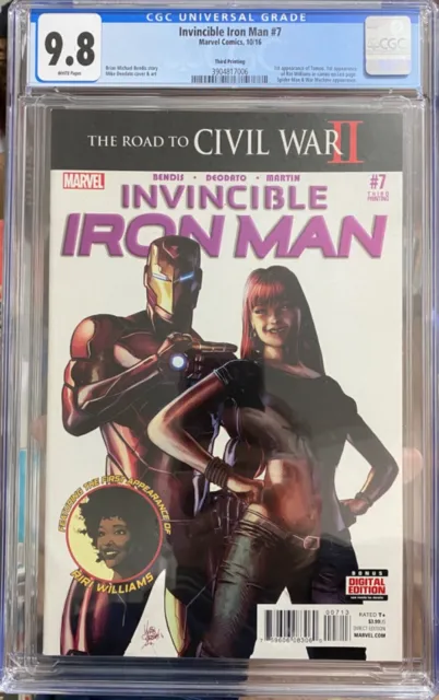 Invincible Iron Man #7 CGC 9.8 Key 1st Cameo Appearance Riri Williams 3rd Print