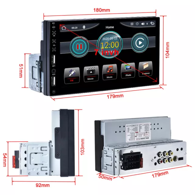 7" Car Apple Carplay Radio Android Auto Single 1Din Touch Screen Stereo Bluetoot 2
