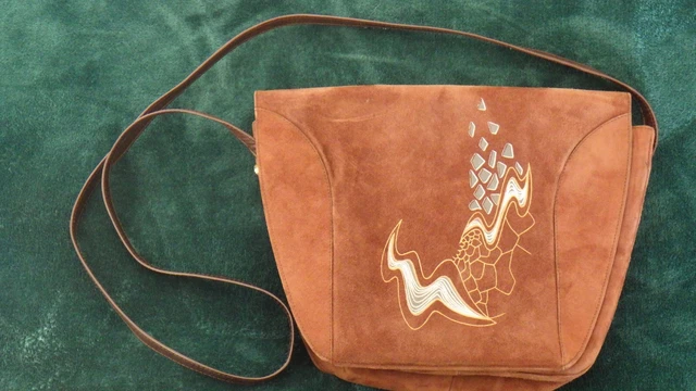 Sac Bandoulière CHARLES JOURDAN Vintage - Cuir Et Velours Marron - Fermeture éclair - Taille Moyenne