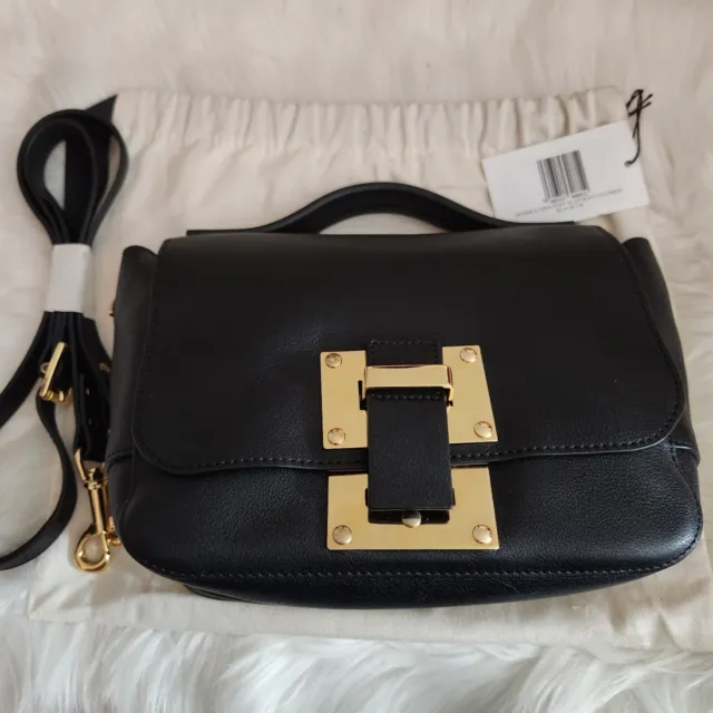 JW Hulme Sophie Hulme Mini Soft Calfskin Flap Bag Black NWT