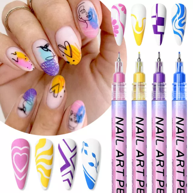 Arte en uñas Graffiti Pluma Dibujo Pintura Pintura Delineador Cepillo Hágalo usted mismo Puntas de flores Decoración