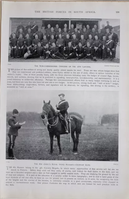 1900 BOER WAR PRINT OFFICERS OF THE 16th LANCERS ~ 8th KINGS ROYAL IRISH HUSSARS